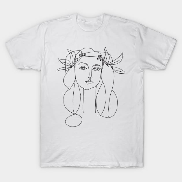 Picasso Woman Sketch Portrait T-Shirt by REVE DE VENUS
